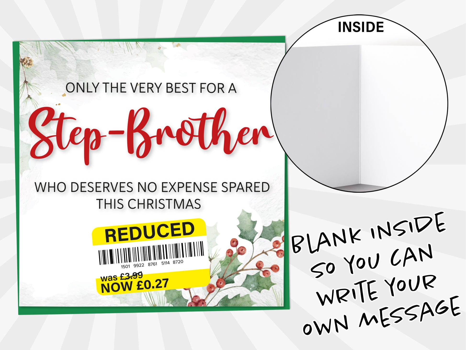 An image of a greetings card with a blank inside shown