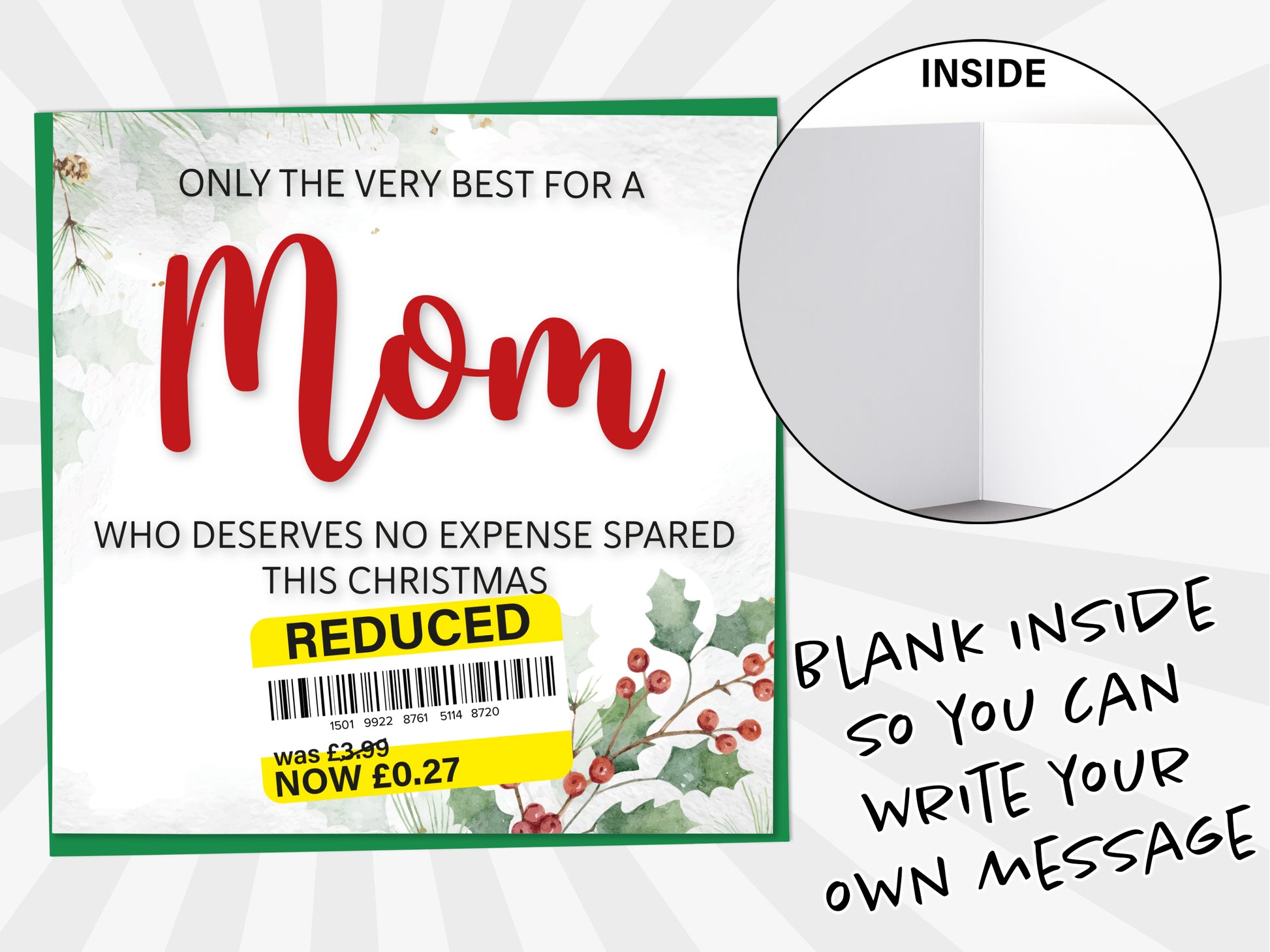 An image of a greetings card with a blank inside shown