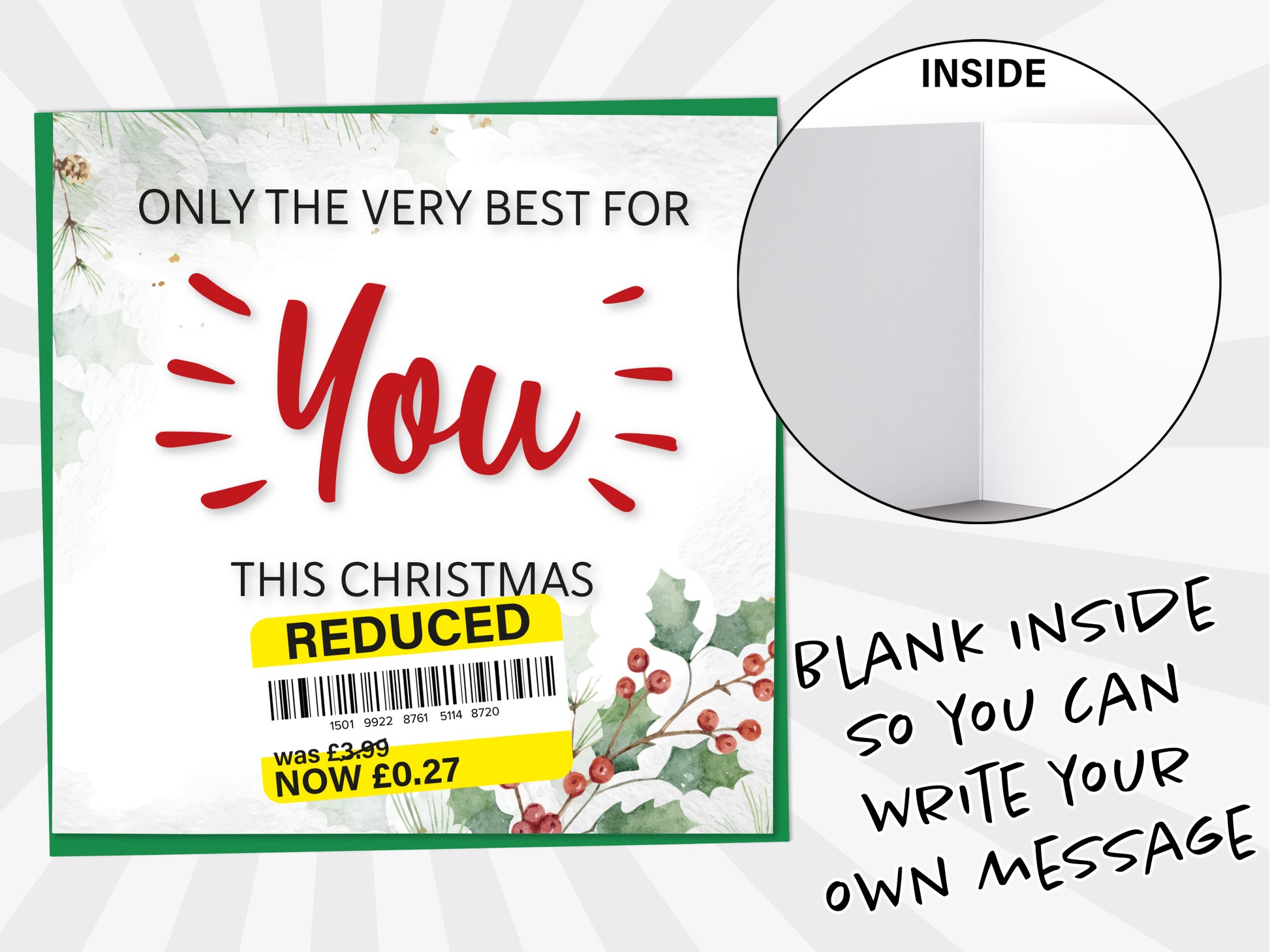 An image of a greetings card with a blank inside shown