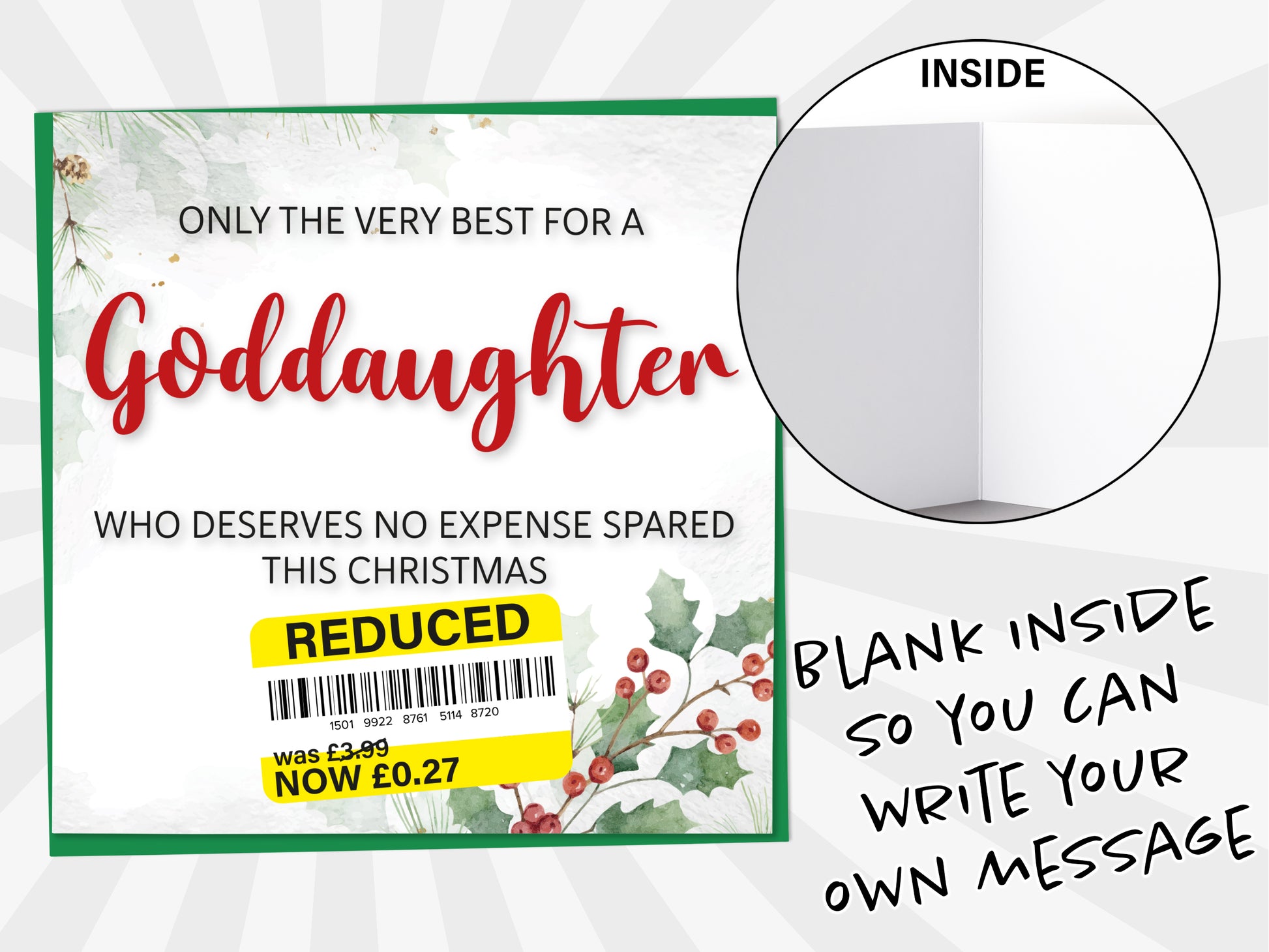 An image of a greetings card with a blank inside shown