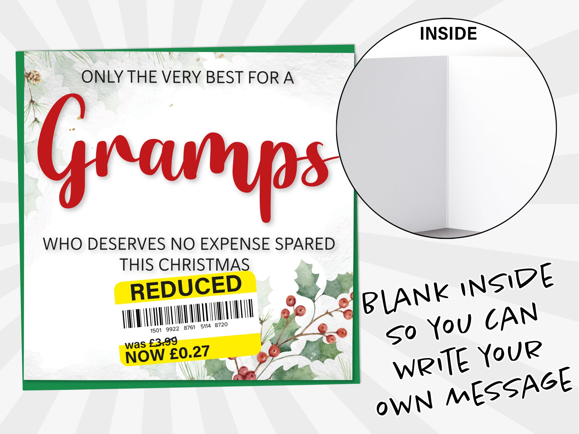 An image of a greetings card with a blank inside shown