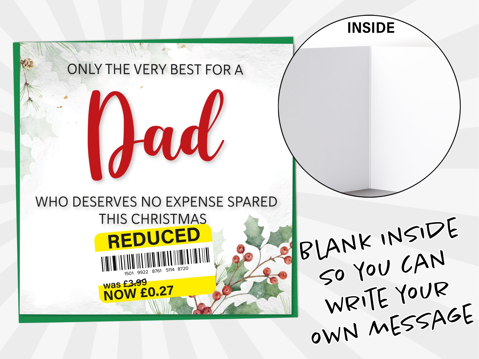 An image of a greetings card with a blank inside shown