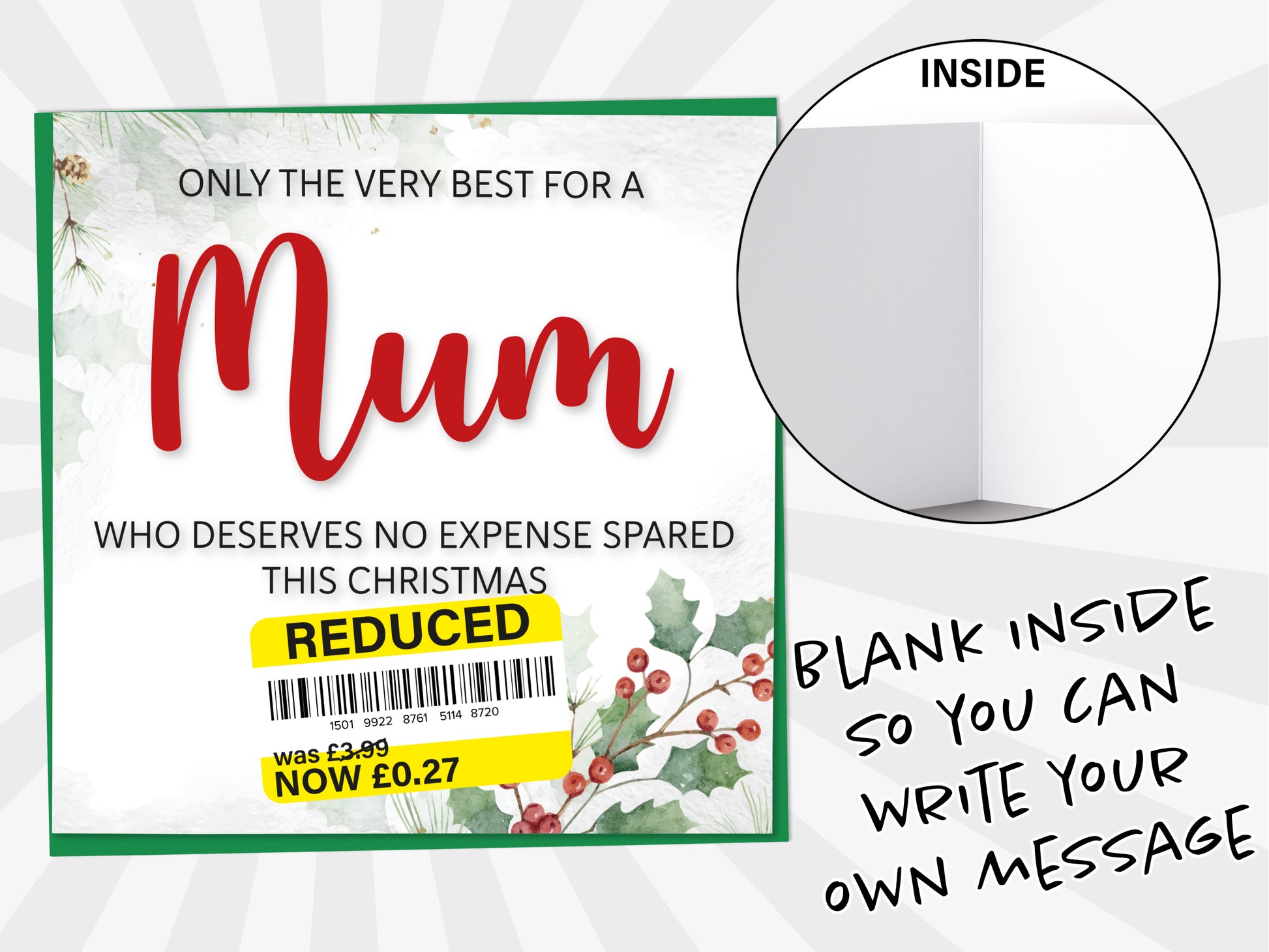 An image of a greetings card with a blank inside shown