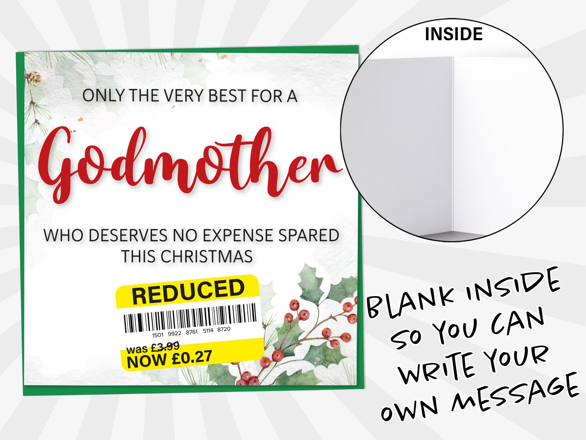 An image of a greetings card with a blank inside shown