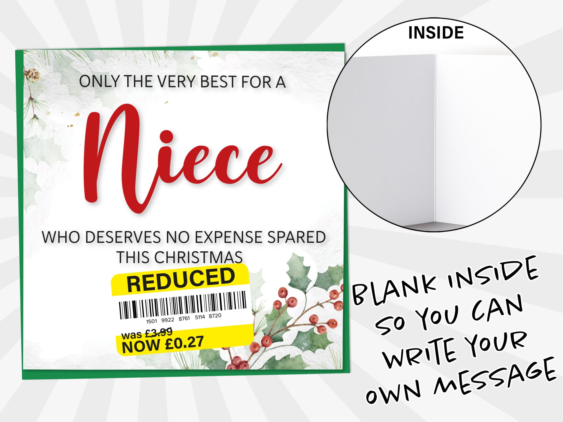 An image of a greetings card with a blank inside shown