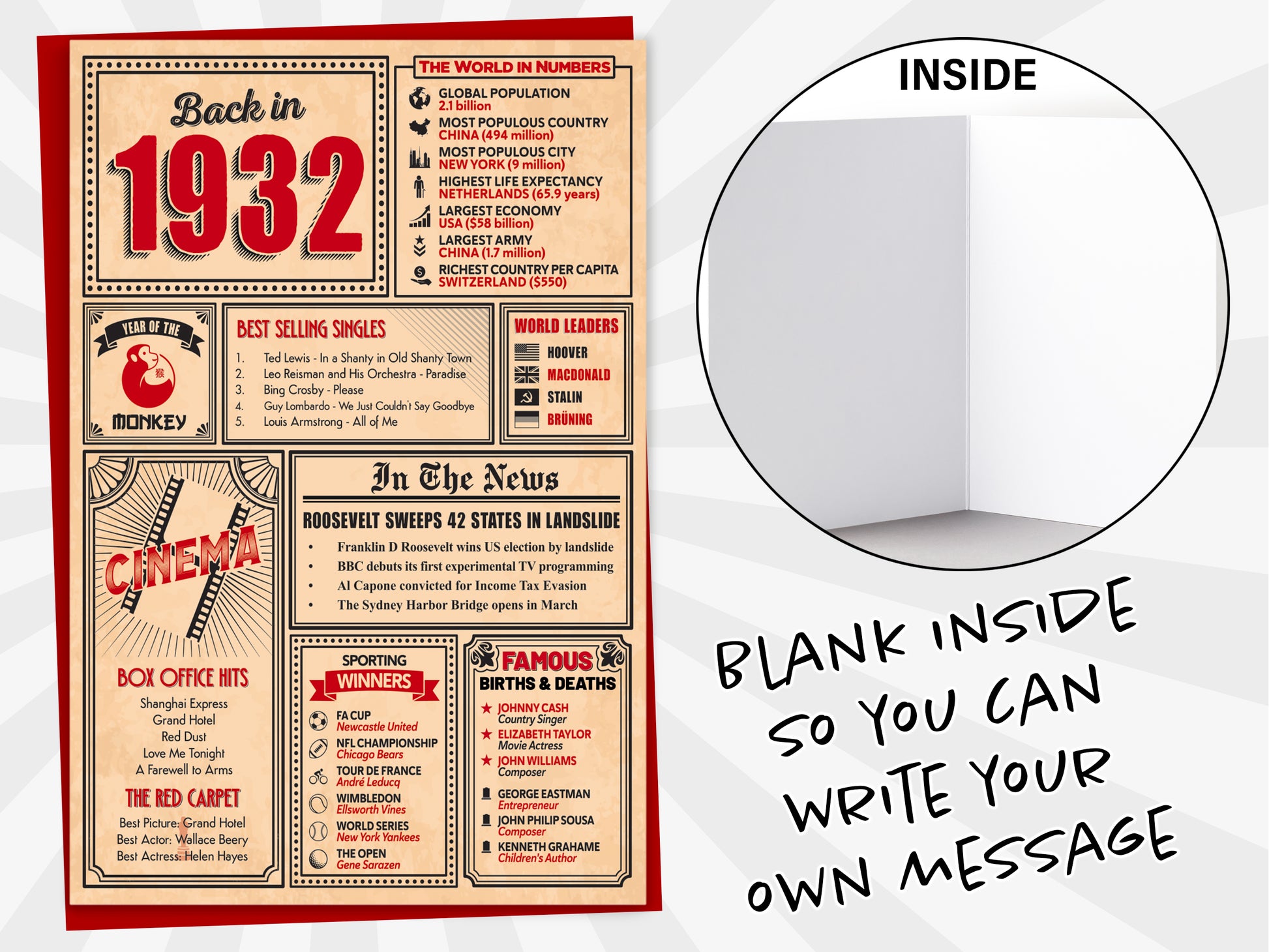 An image of a greetings card with a blank inside shown