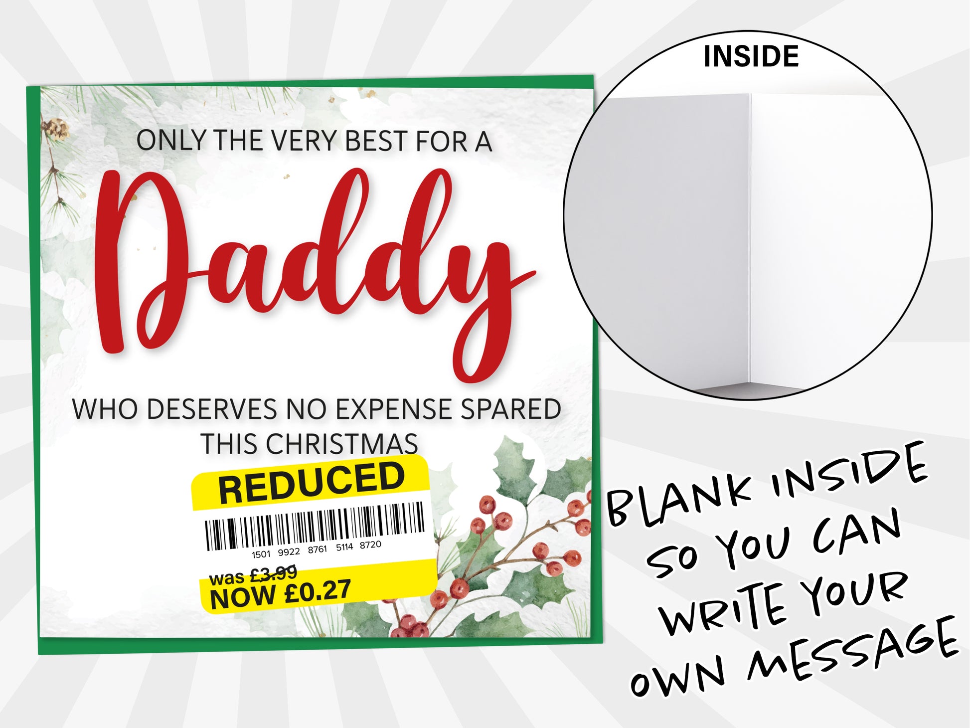 An image of a greetings card with a blank inside shown