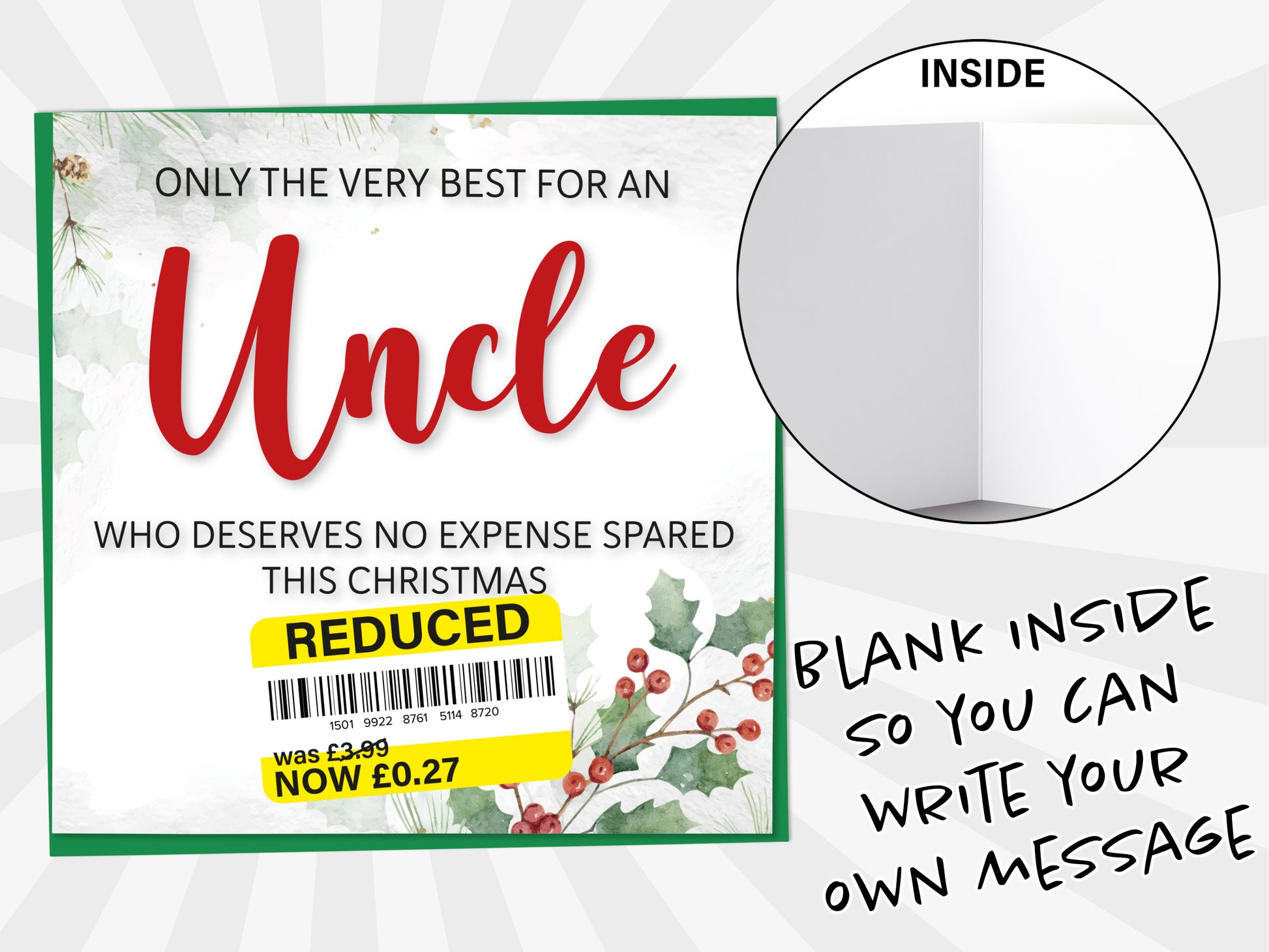 An image of a greetings card with a blank inside shown