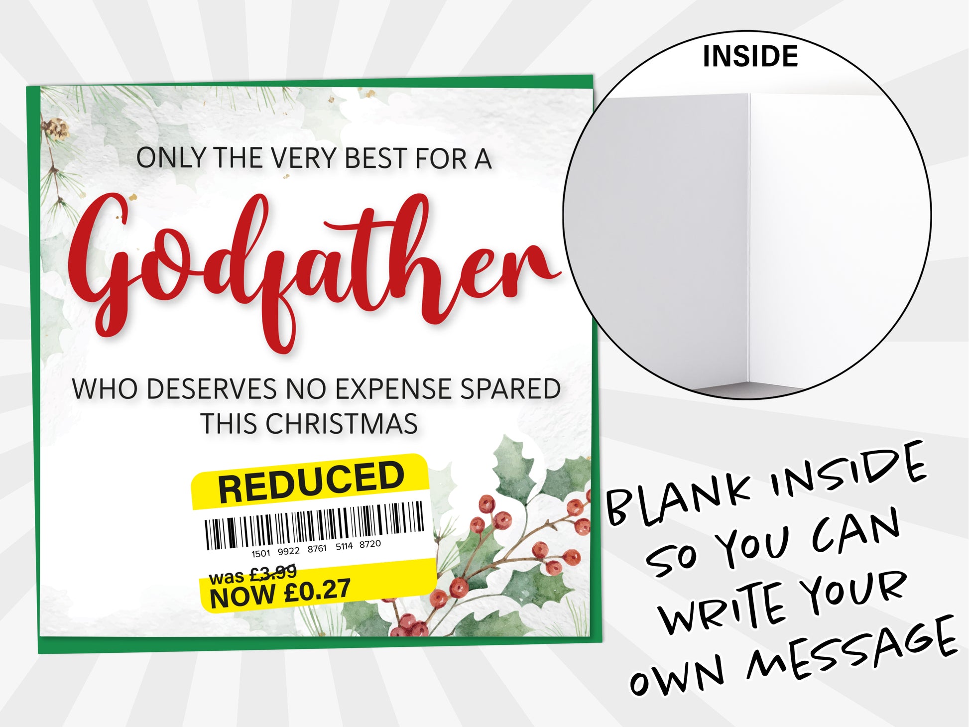 An image of a greetings card with a blank inside shown