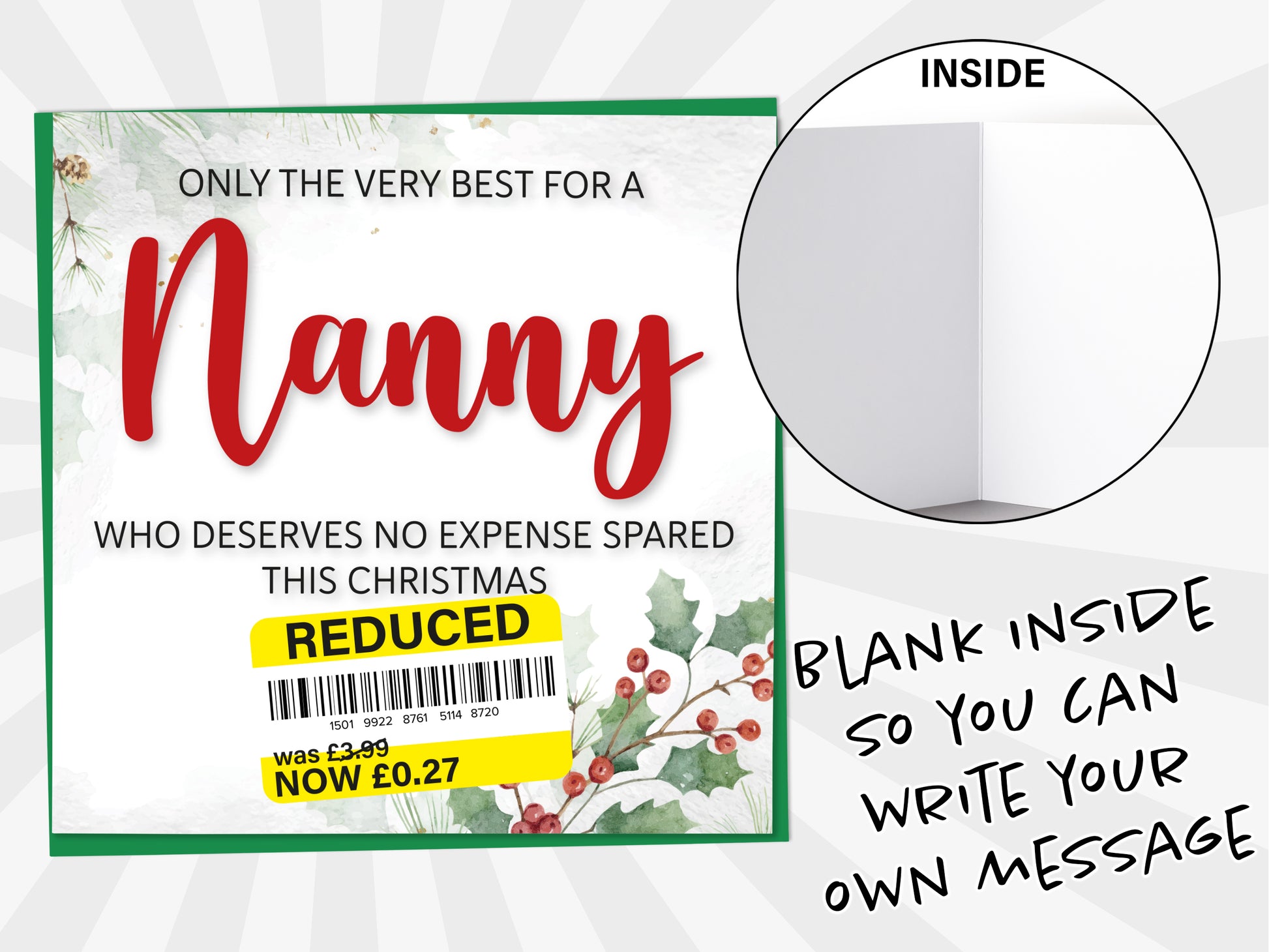 An image of a greetings card with a blank inside shown