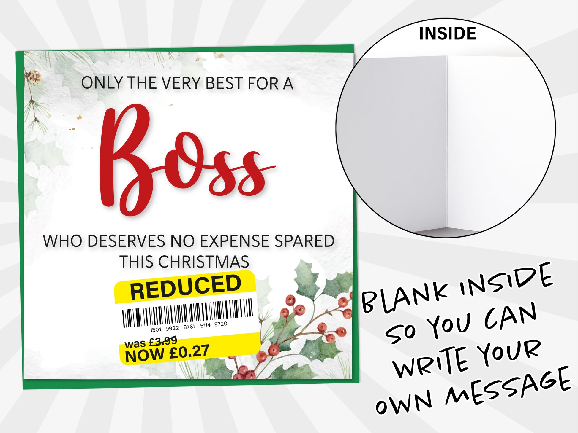 An image of a greetings card with a blank inside shown