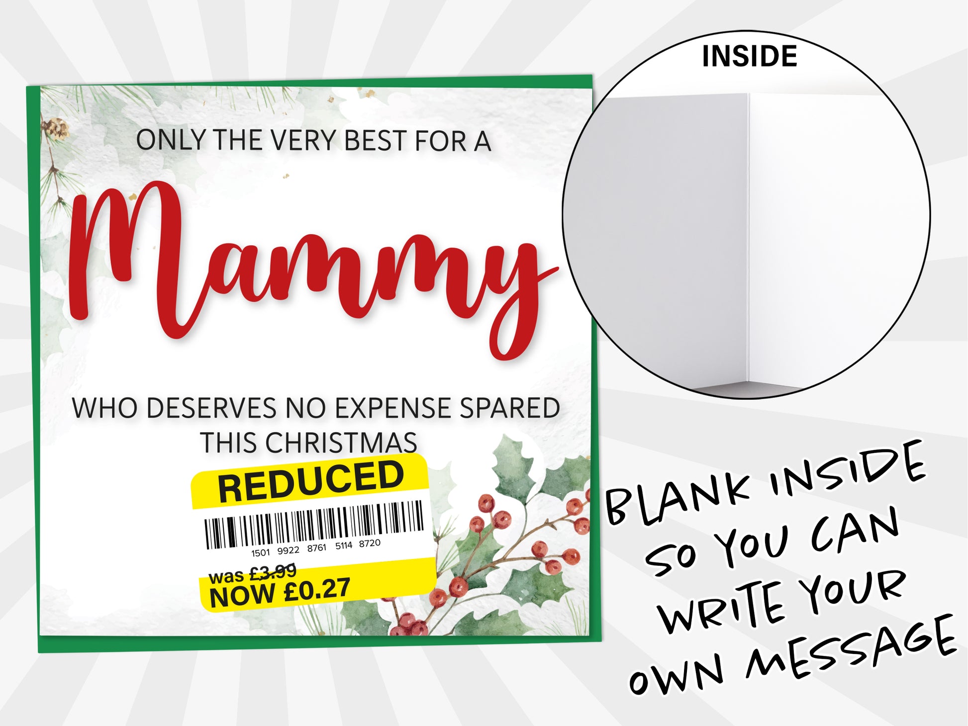 An image of a greetings card with a blank inside shown