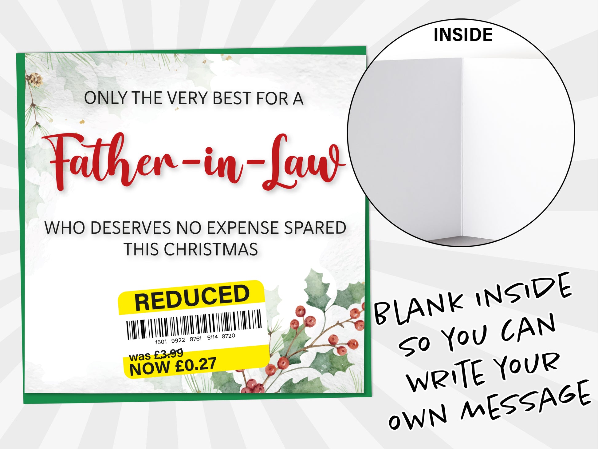 An image of a greetings card with a blank inside shown