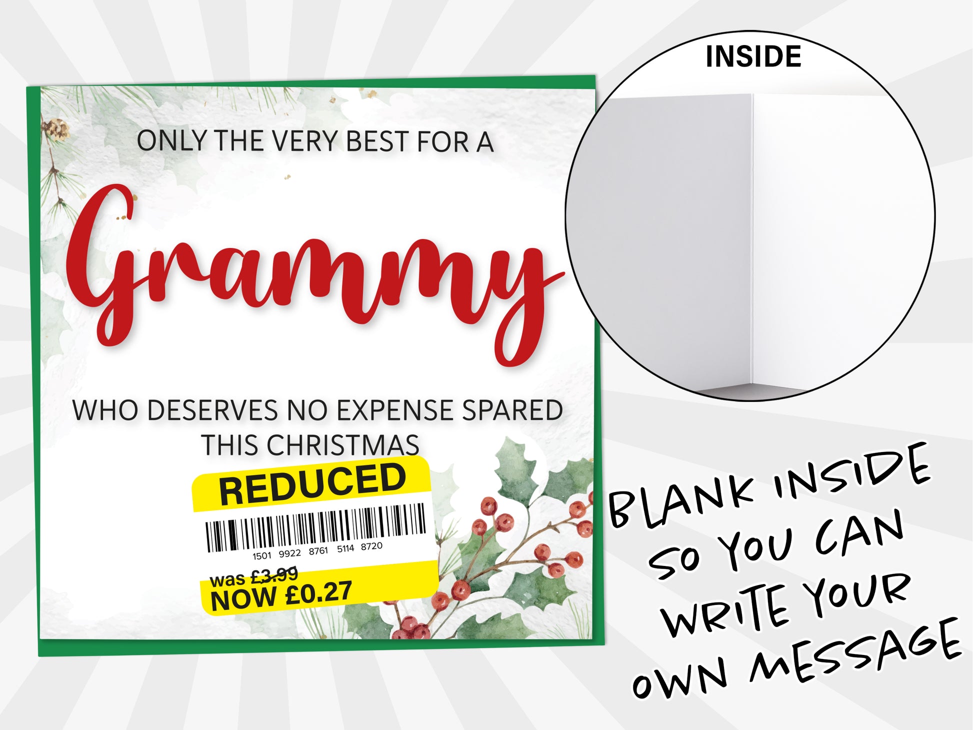 An image of a greetings card with a blank inside shown