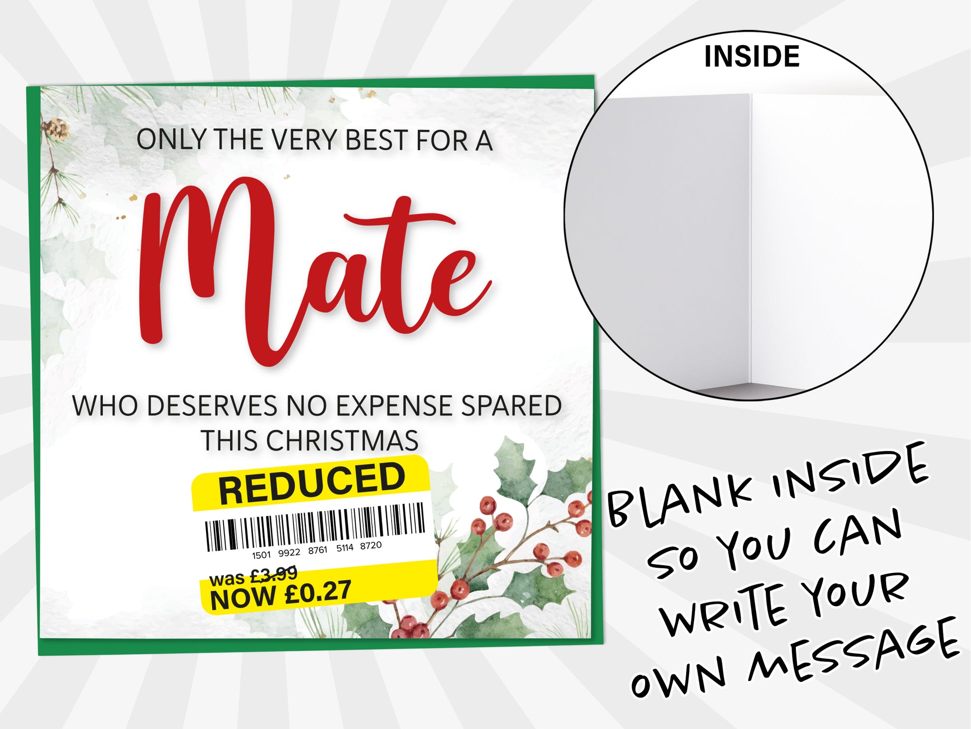 An image of a greetings card with a blank inside shown