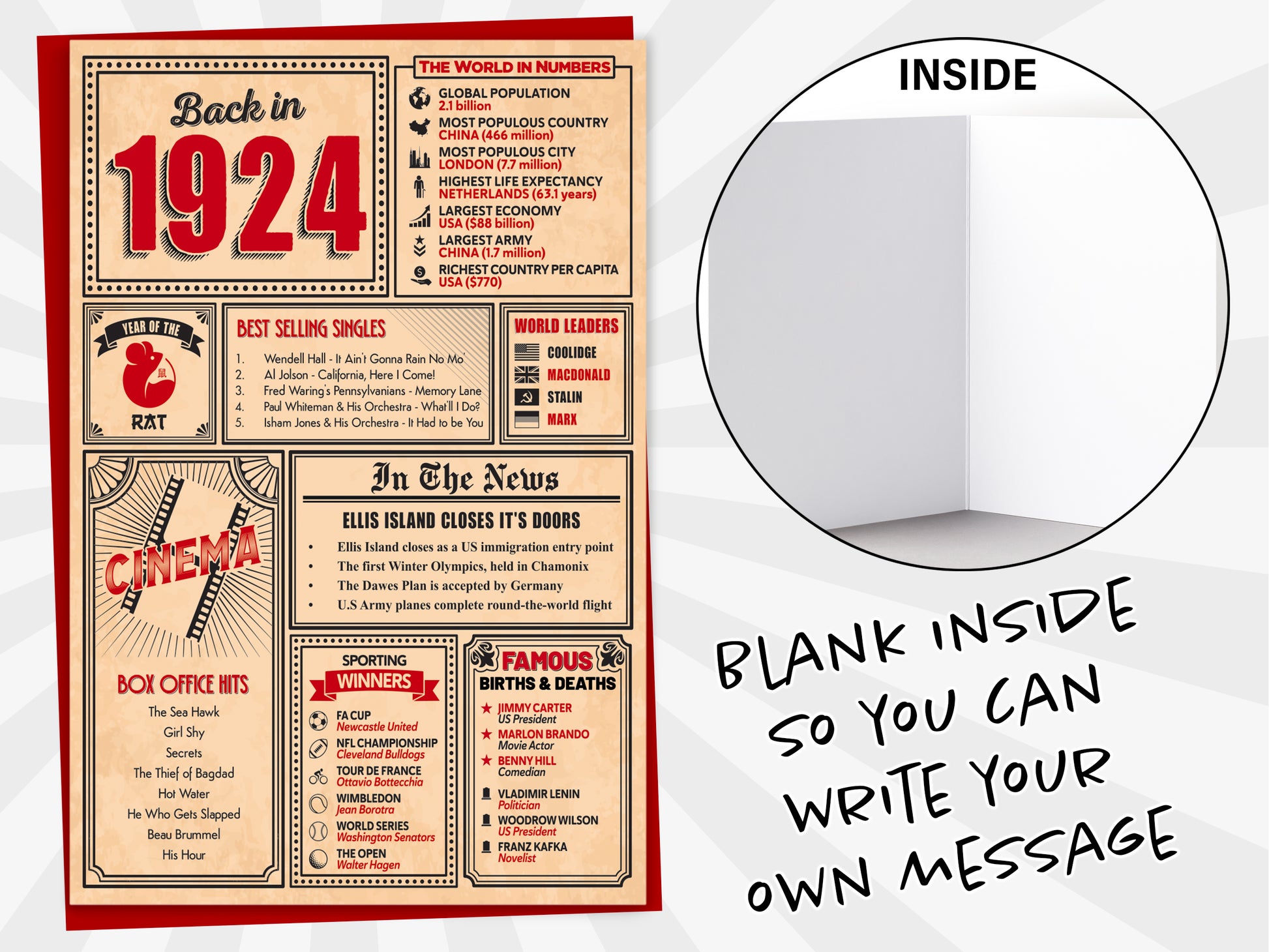 An image of a greetings card with a blank inside shown