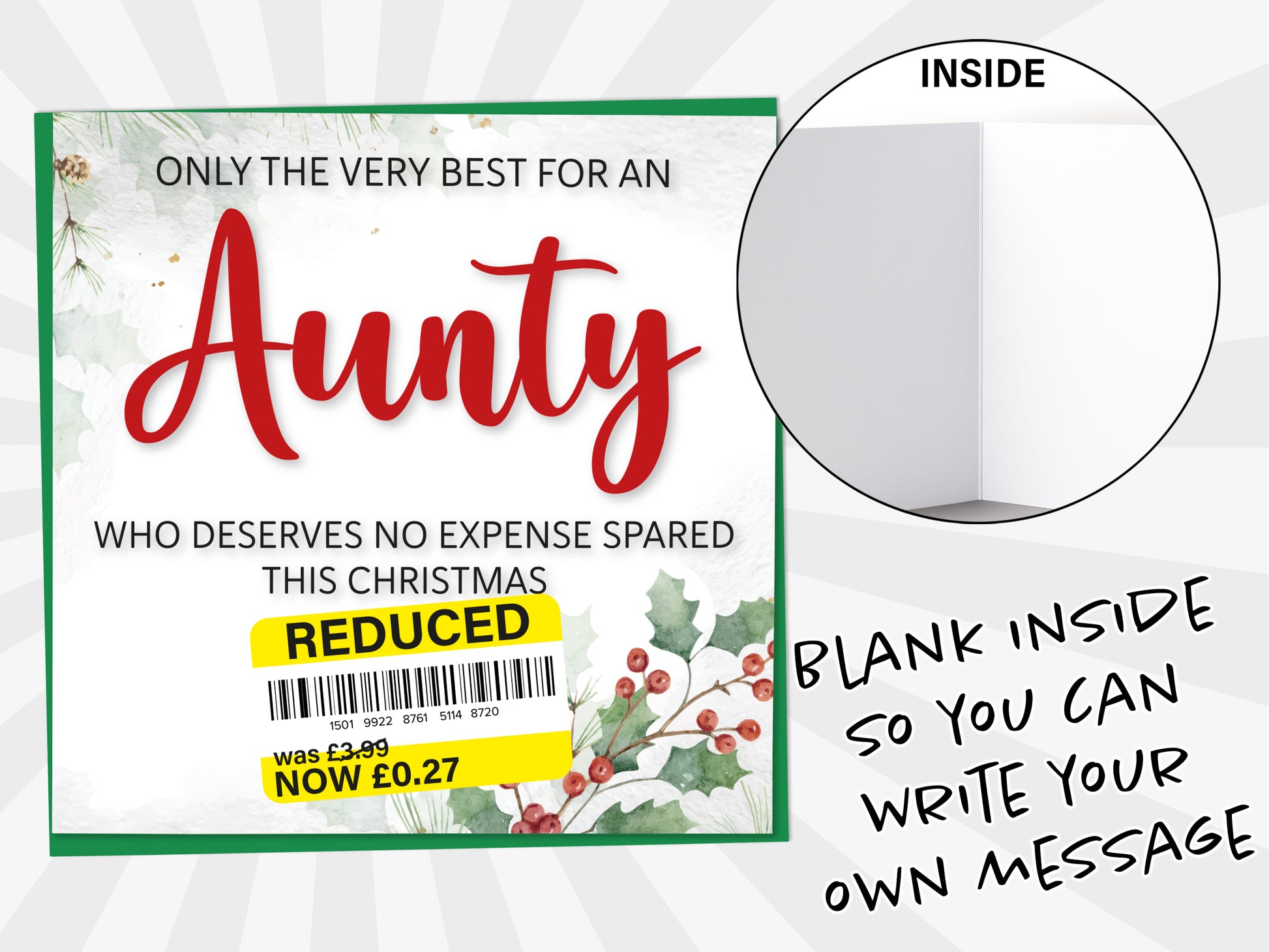 An image of a greetings card with a blank inside shown