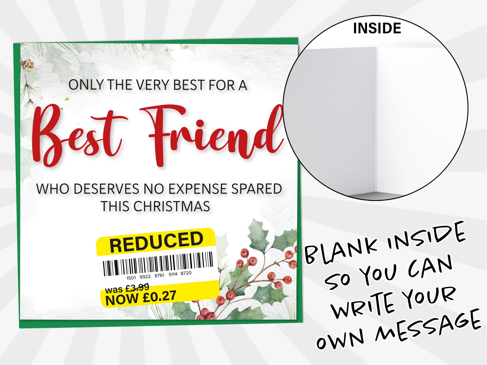 An image of a greetings card with a blank inside shown