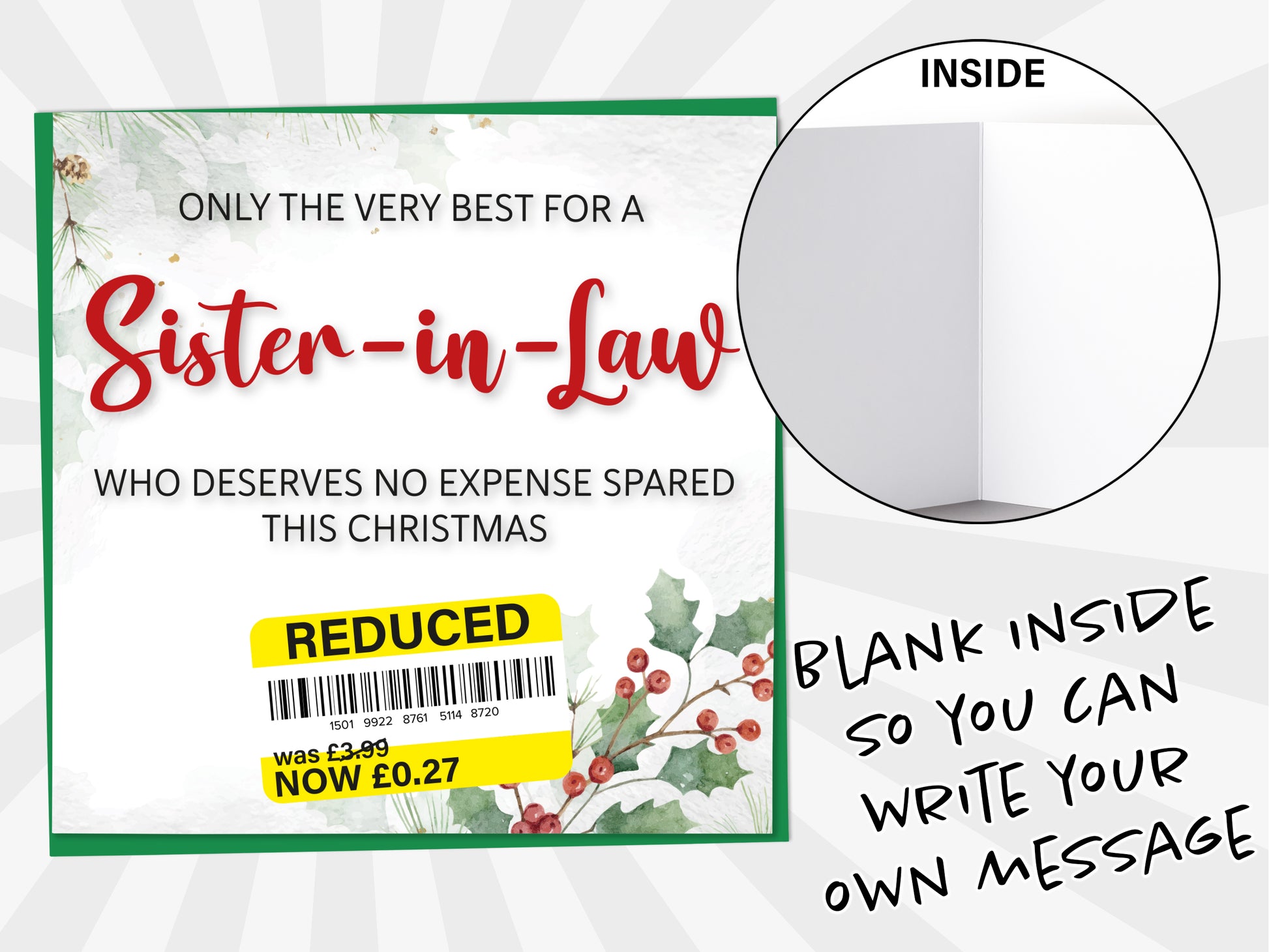 An image of a greetings card with a blank inside shown