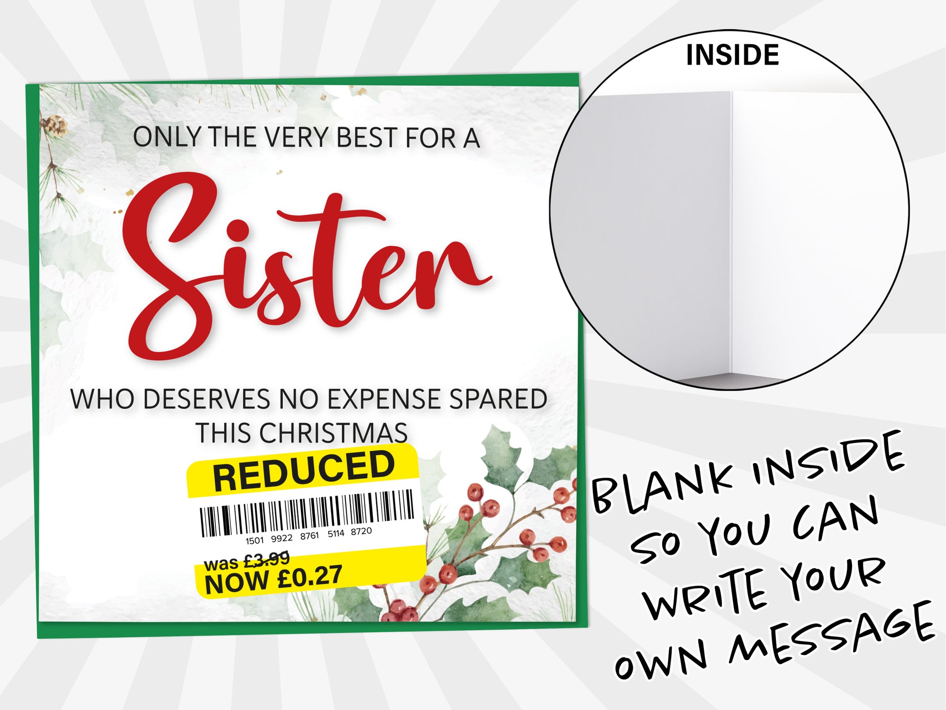 An image of a greetings card with a blank inside shown