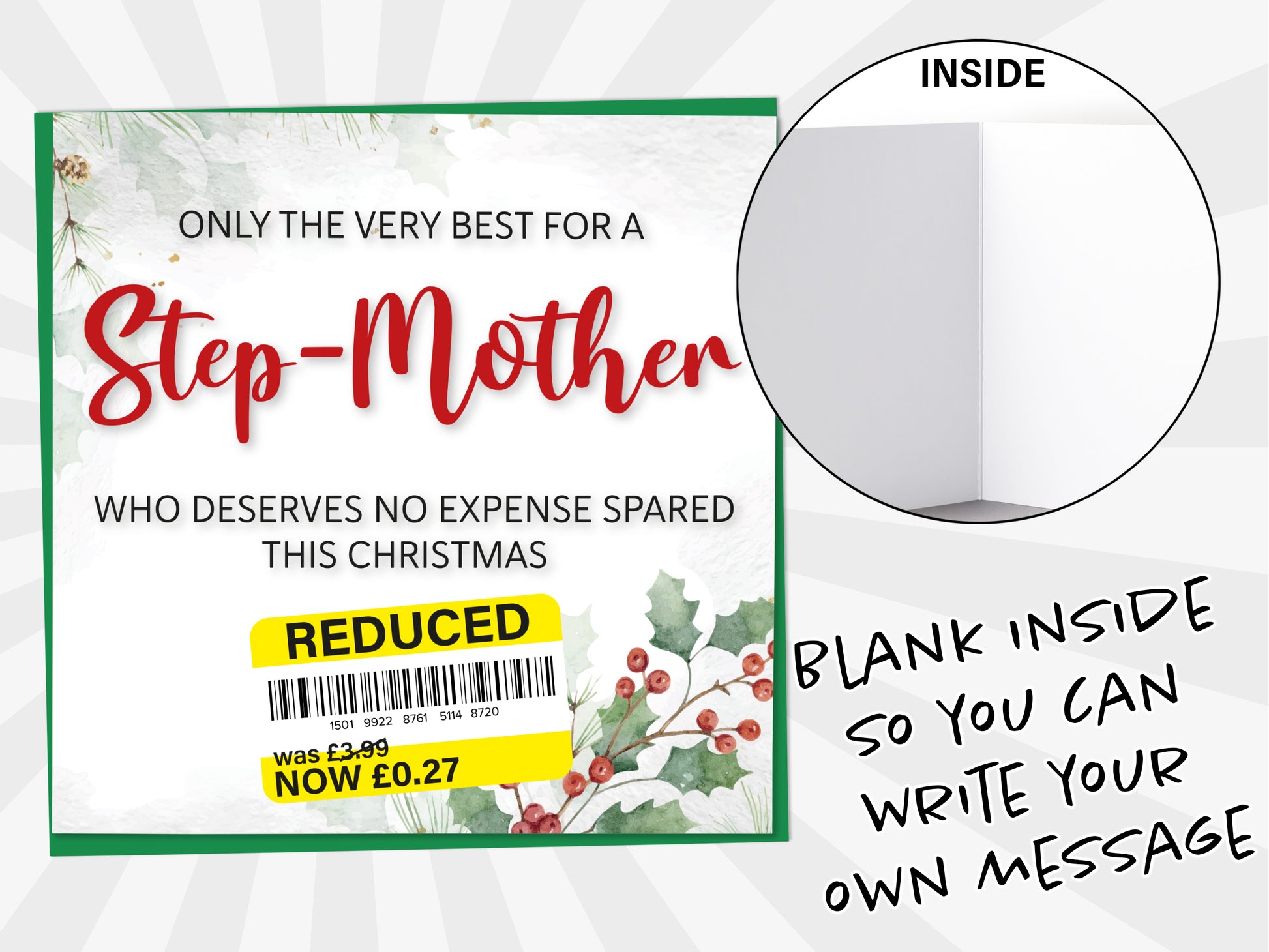 An image of a greetings card with a blank inside shown