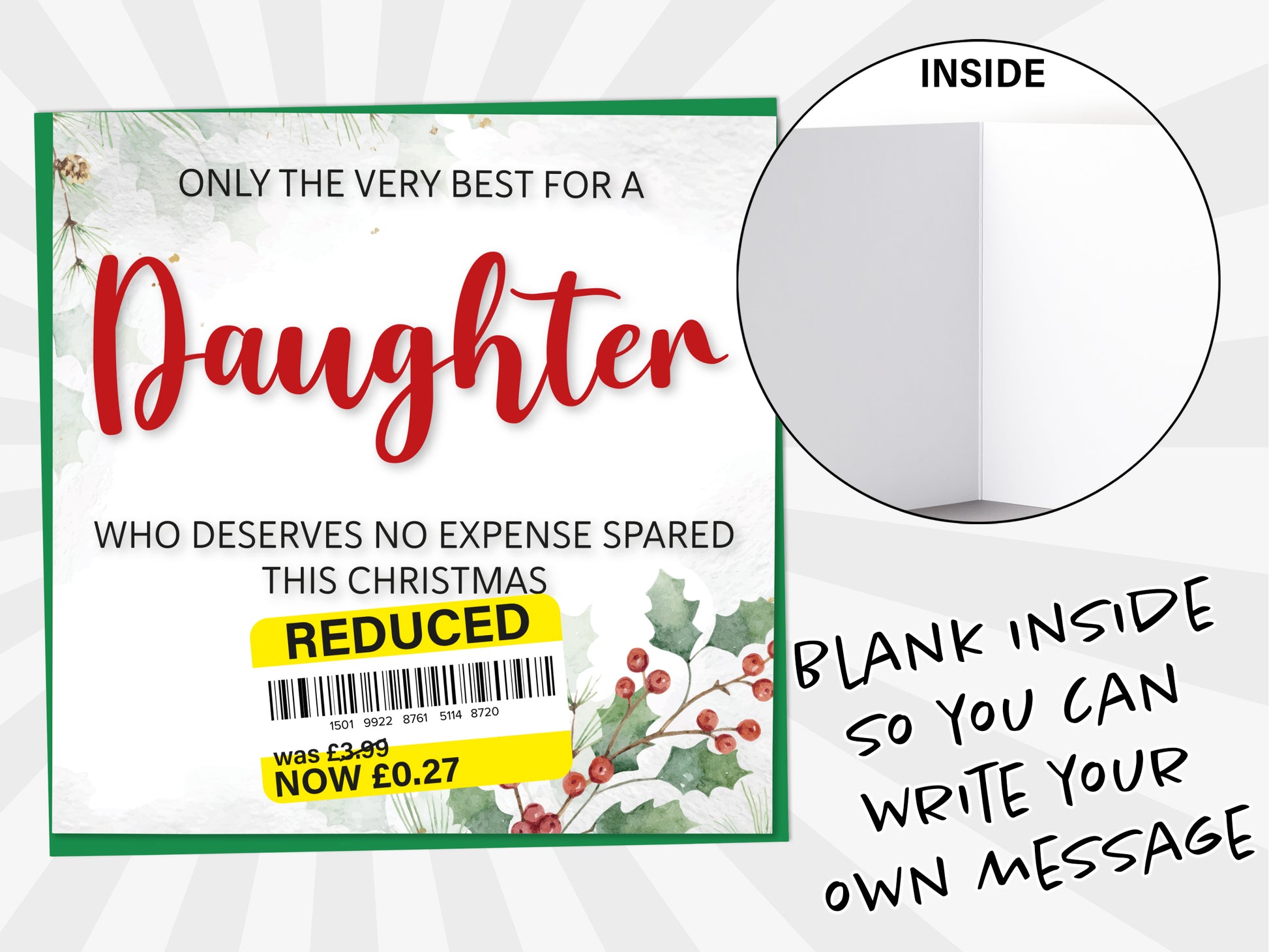 An image of a greetings card with a blank inside shown