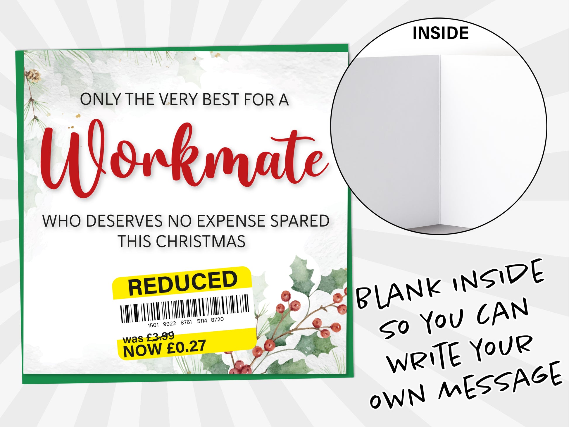 An image of a greetings card with a blank inside shown