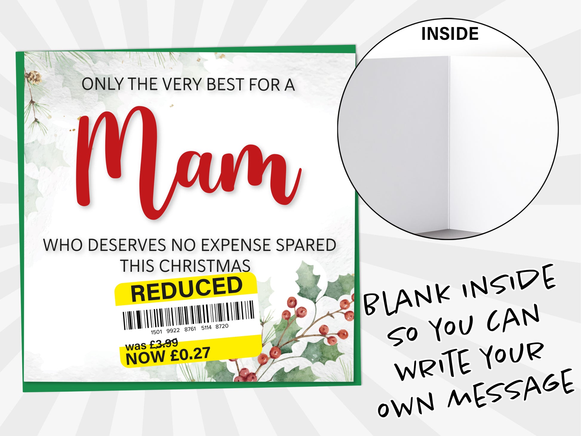 An image of a greetings card with a blank inside shown