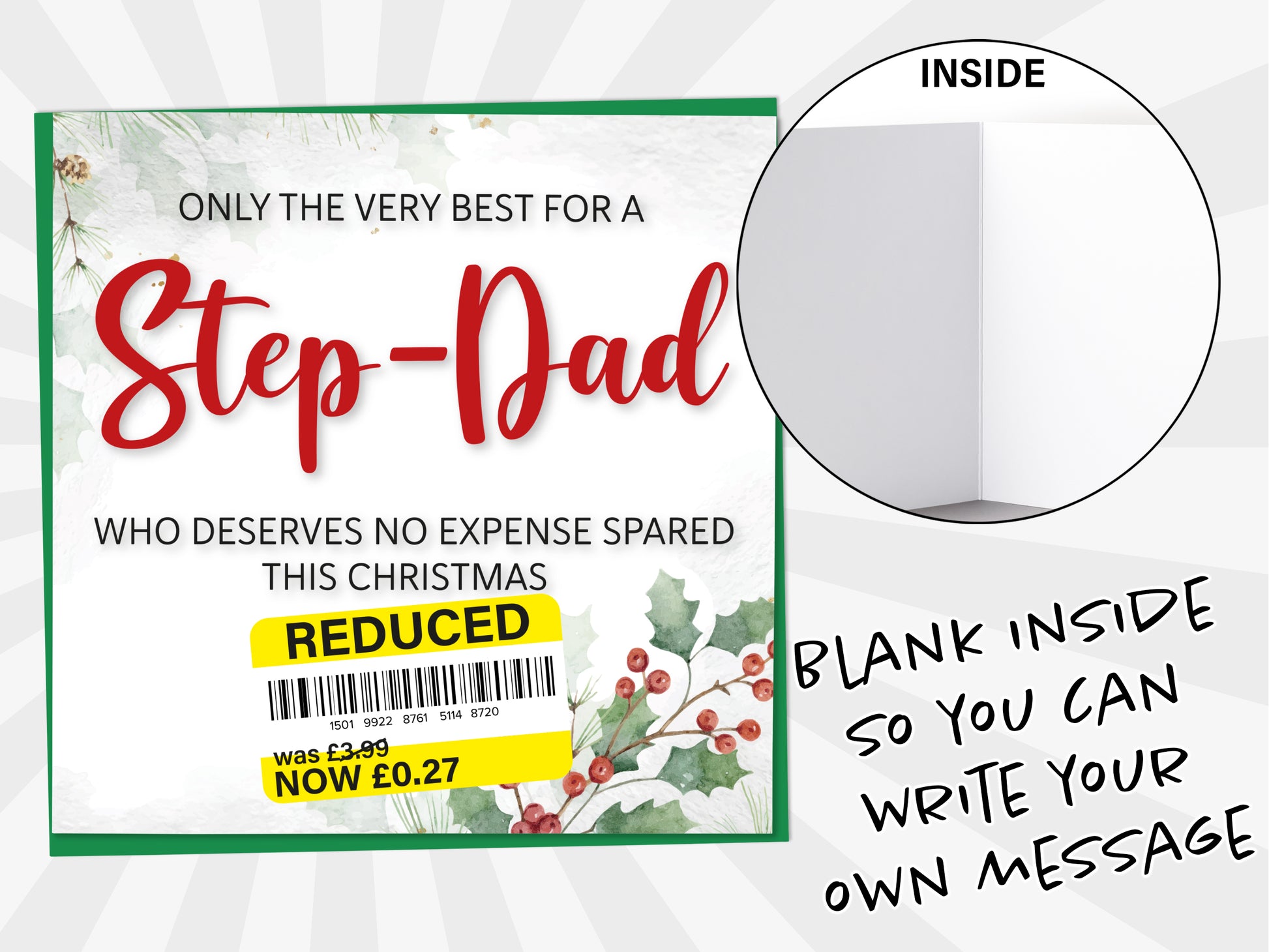 An image of a greetings card with a blank inside shown