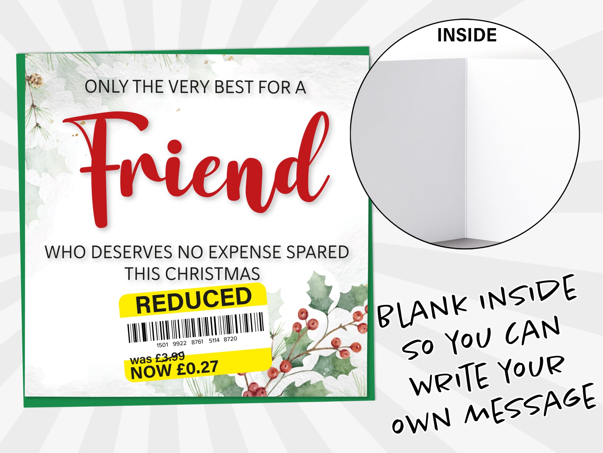 An image of a greetings card with a blank inside shown